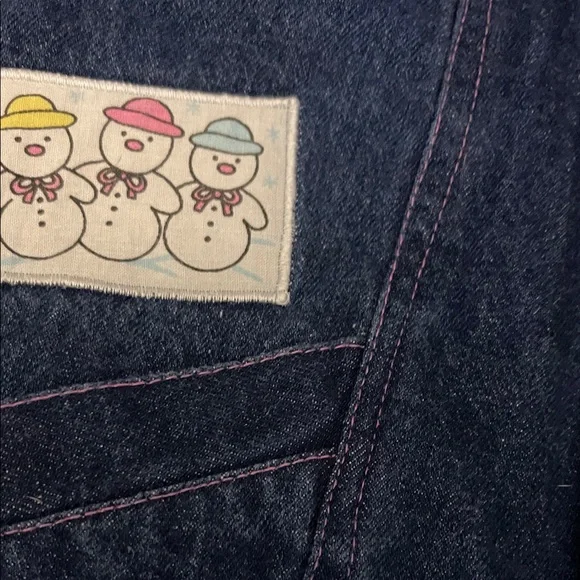 Vintage Denim Overalls with Patches - Picture 5 of 12